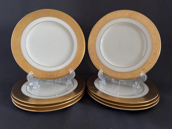 Set of 4 Westchester Lenox Bone China: 24K Gold Encrusted Bread