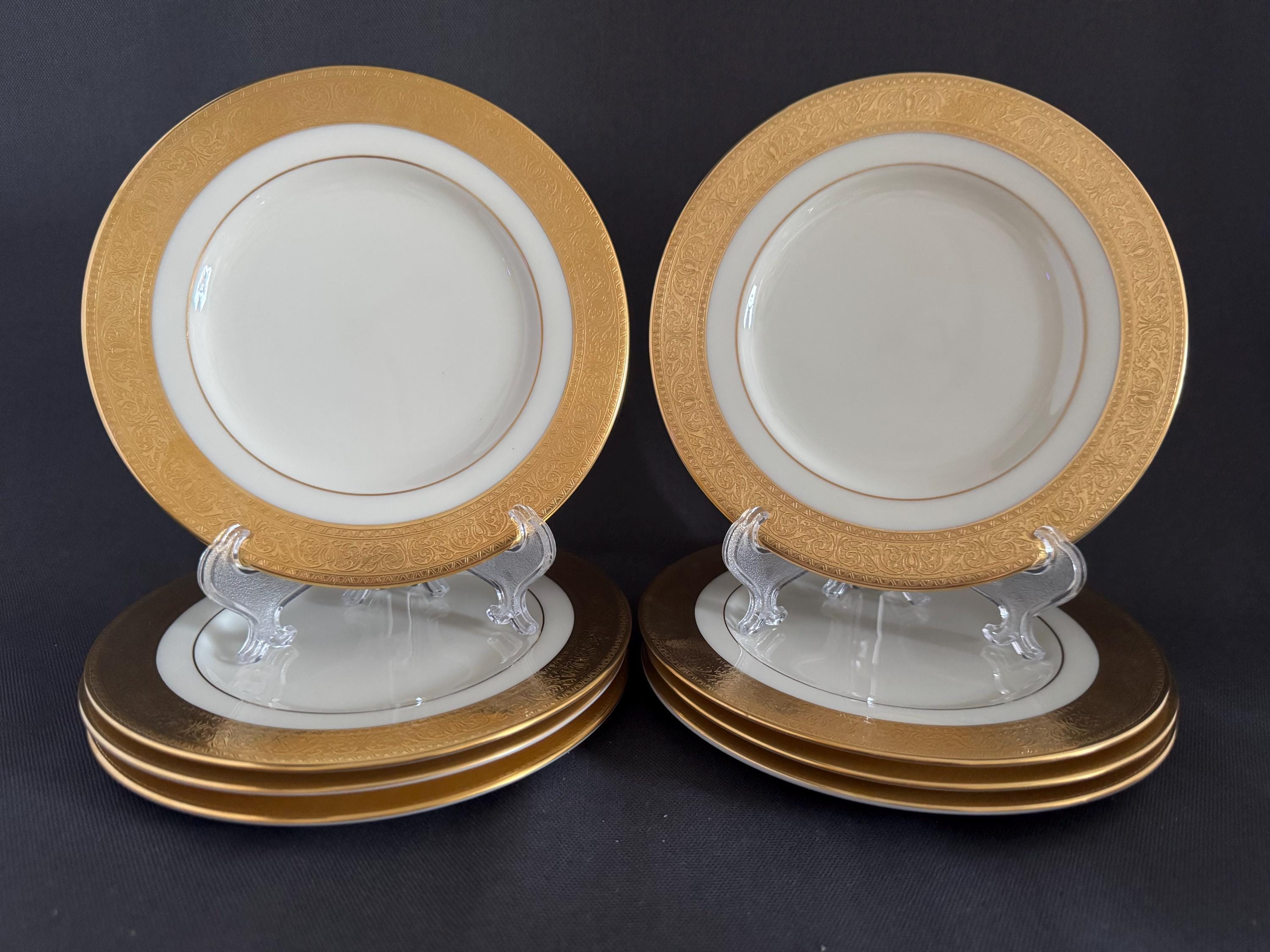 【美品・豪華】レノックス 金彩 モノグラム ２６．４㎝ 大皿 Lenox Set of 4 Westchester Lenox Bone China: 24K Gold Encrusted Bread