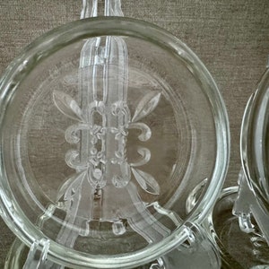 SET of 4 Hazel Atlas Mid Century American Collectible Fleur De Lis Clear GLASS COASTERS Collectible Home and Entertaining Gift image 8