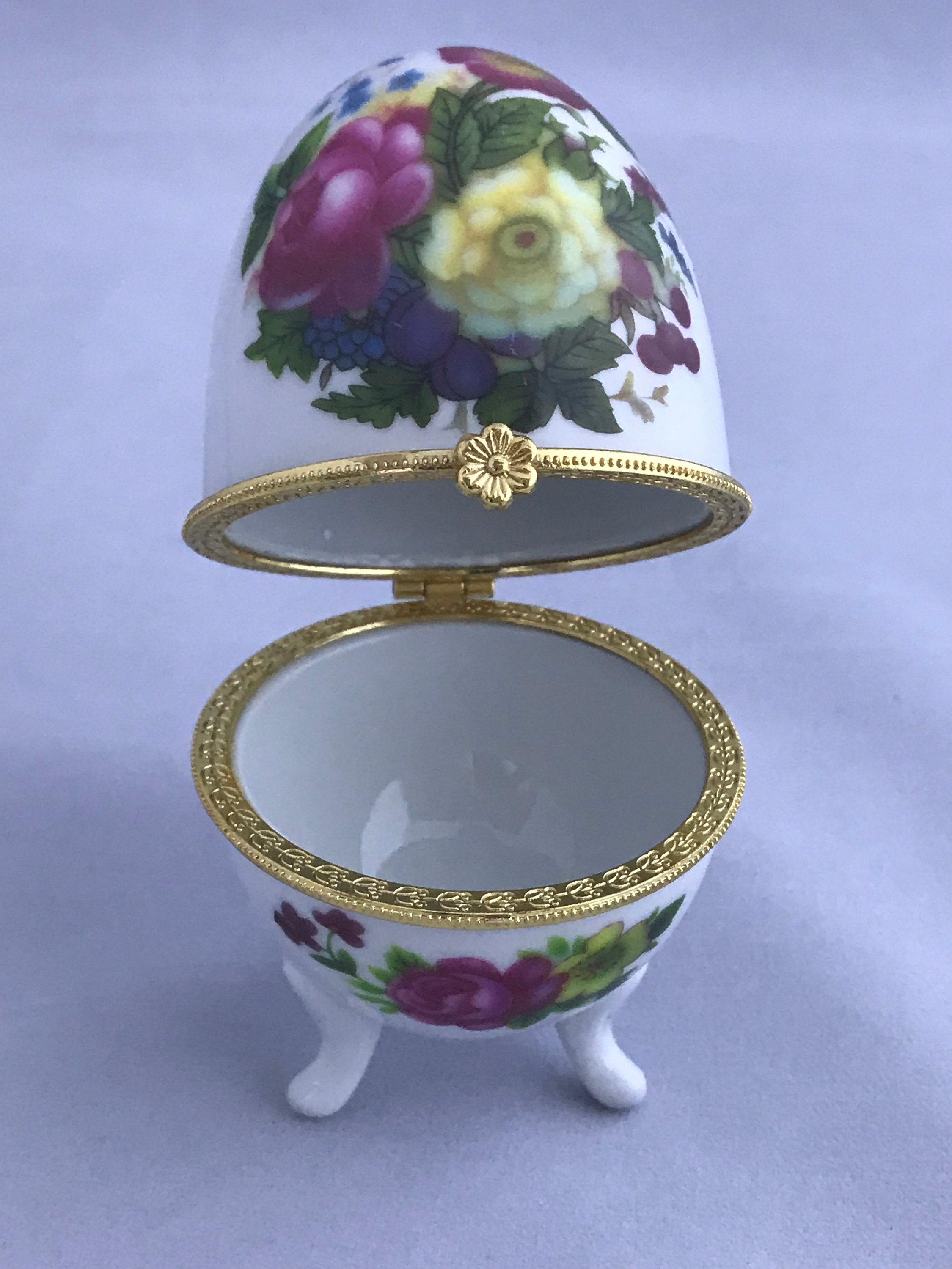 Egg TRINKET BOXES Hinged China Porcelain Eggs Footed China Etsy