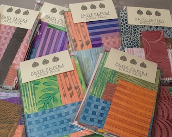 Scrap Paper Pack with Rainbow colors of Hand printed Paste Papers
