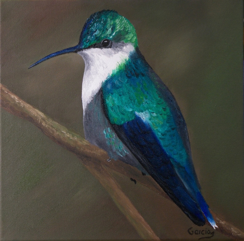 Hummingbird Oil Painting 8 x 16 image 7