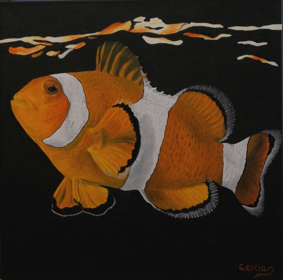 Clown Fisch Olgemalde Fisch Malerei Original Olgemalde Etsy