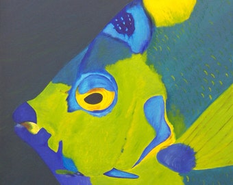 Queen Angelfish Oil Painting (18&quot; x 24&quot;)