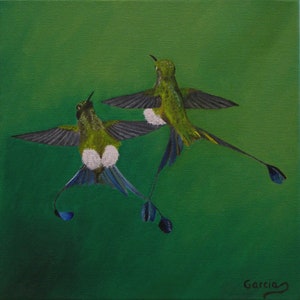 Hummingbird Oil Painting 8 x 16 image 4