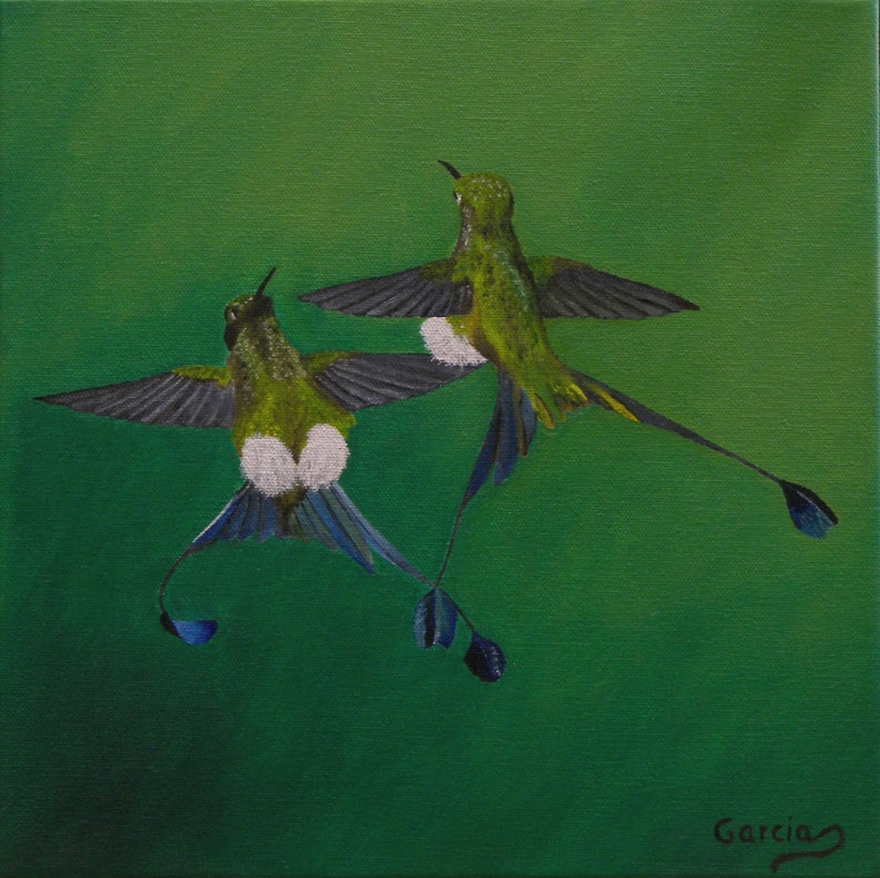 Hummingbird Oil Painting 8 x 16 image 4