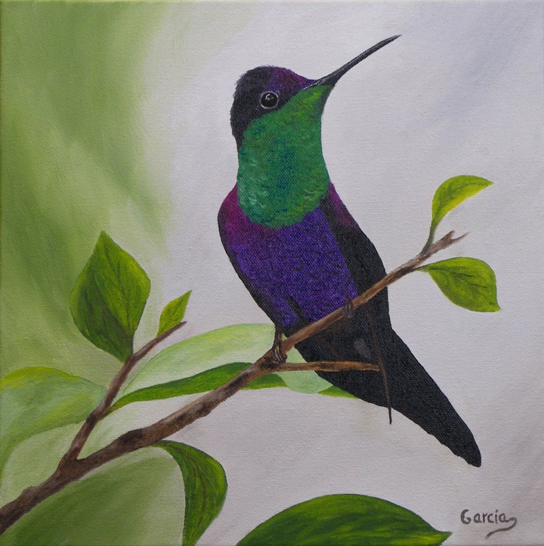 Hummingbird Oil Painting 8 x 16 image 6