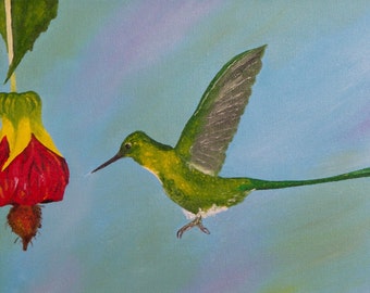 Hummingbird Oil Painting (8" x 16")