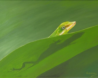 Anole Lizard Oil Painting (12&quot; x 16&quot;)