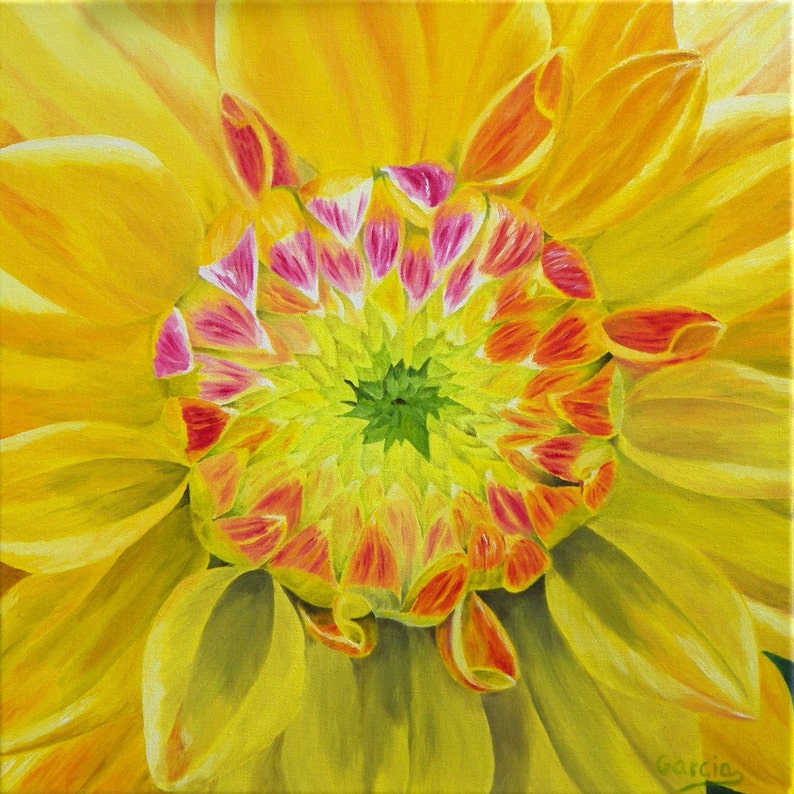 Dahlia Flower Oil Painting 18 x 18 image 1
