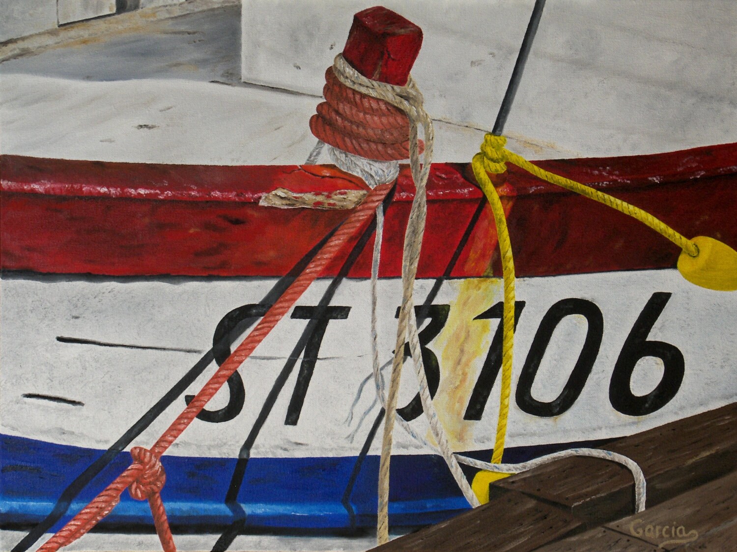Boat Oil Painting Ropes Original Oil Painting Etsy