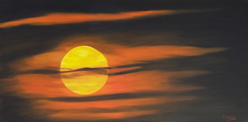 Florida Sunset Oil Painting 16 x 40 image 2