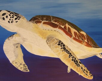 Sea Turtle Original Oil Painting "Maui Native" (30" x 48")