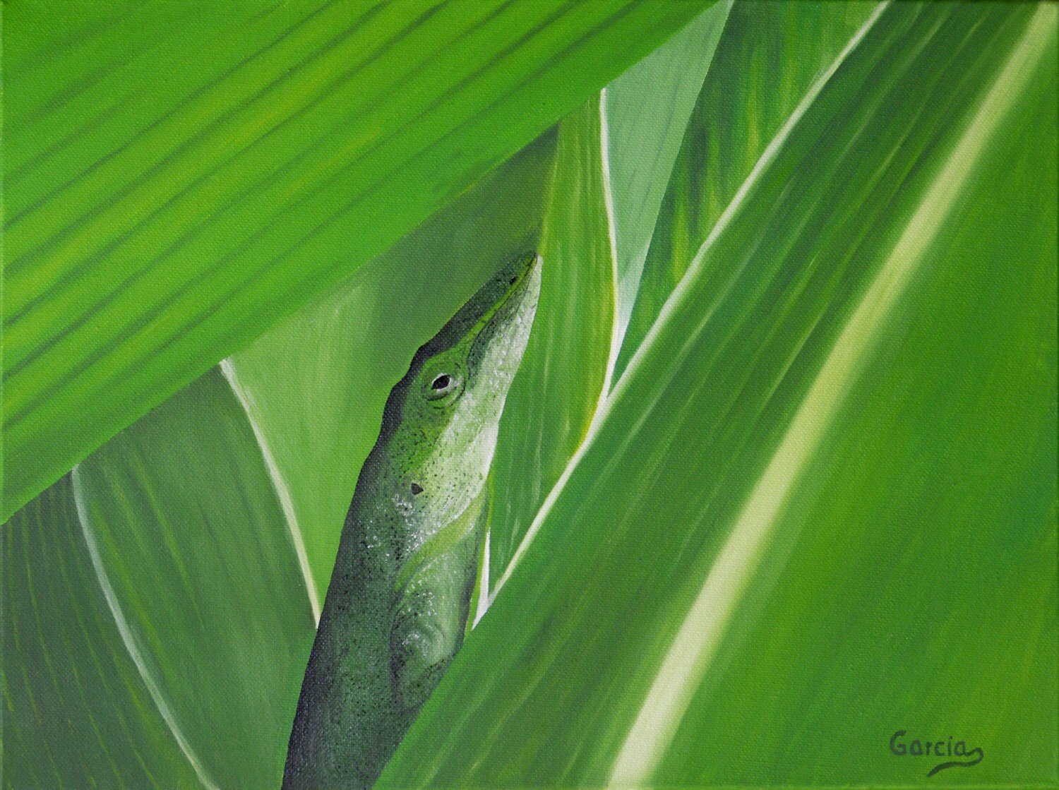 Anole Lizard Oil Painting Lizard Painting Lizard Green Etsy