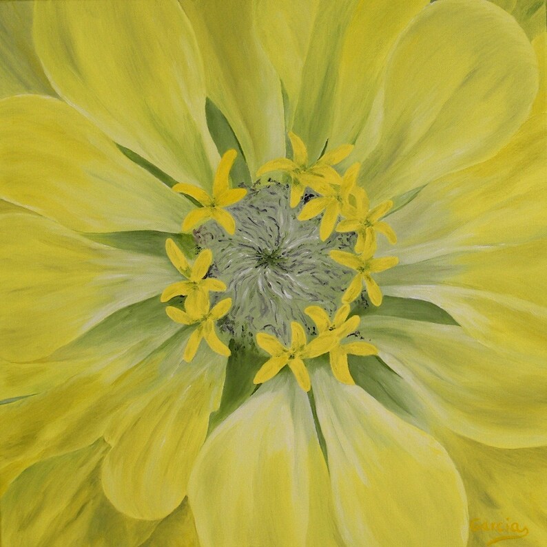 Dahlia Flower Oil Painting 18 x 18 image 2