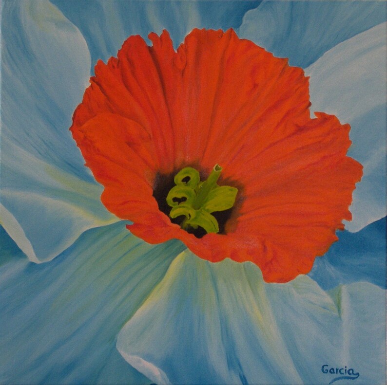 Dahlia Flower Oil Painting 18 x 18 image 3