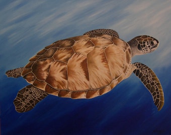 Sea Turtle Original Oil Painting (24&quot; x 30&quot;)