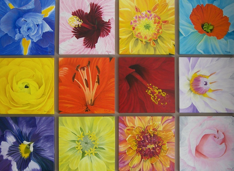 Dahlia Flower Oil Painting 18 x 18 image 10