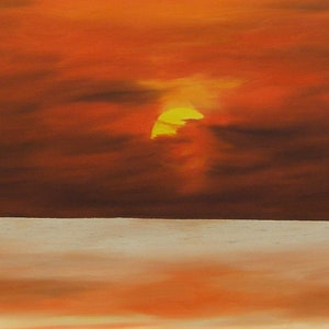 Florida Sunset Oil Painting 16 x 40 image 1