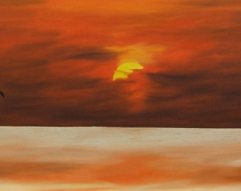 Florida Sunset Oil Painting (16" x 40")