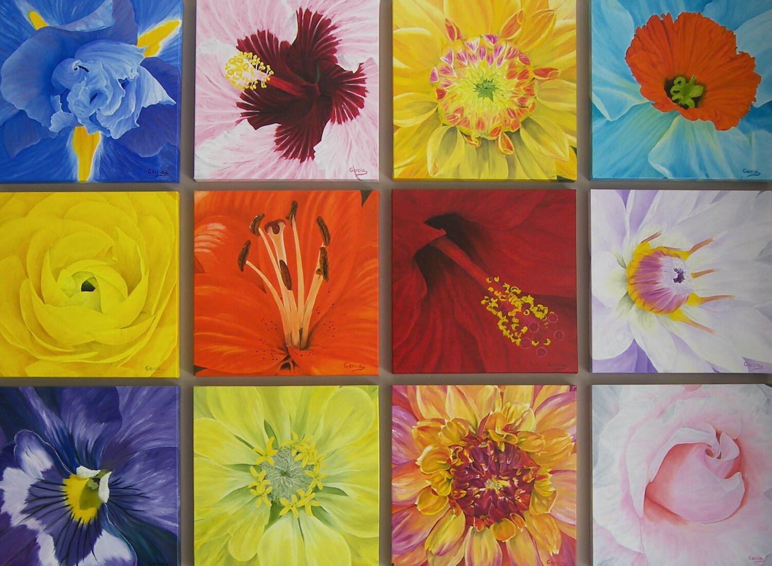 ユリの花の油絵（18インチ×18インチ） - Etsy 日本
