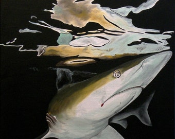 Black Tip Shark Oil Painting (20&quot; x 24&quot;)