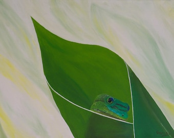 Gecko Lizard Oil Painting (12" x 16")
