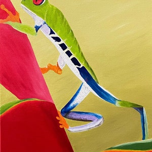 Red Eyed Tree Frog Oil Painting (12&quot; x 16&quot;)