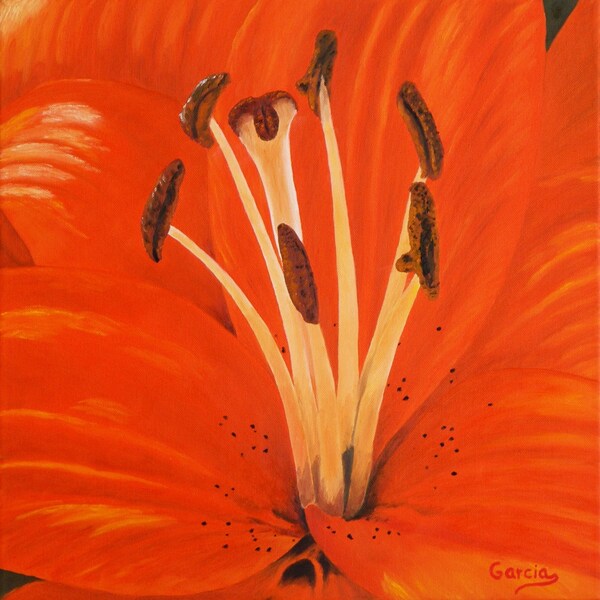 Leliebloemolieverfschilderij (18 x 18 inch)