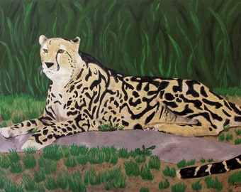 Cheetah Oil Painting, Original Oil Painting - &quot;King Cheetah&quot; (30&quot; x 40&quot;)