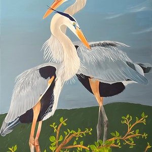 Heron Birds Oil Painting (36" x 48")