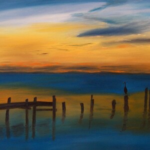 Florida Sunset Oil Painting 16 x 40 image 3