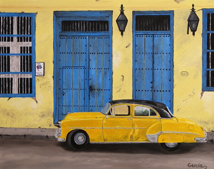 Small Original Oil Painting Cars Facade vintage Etsy