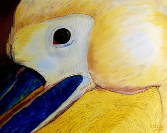 Pelican Bird Oil Painting (18" x 24")