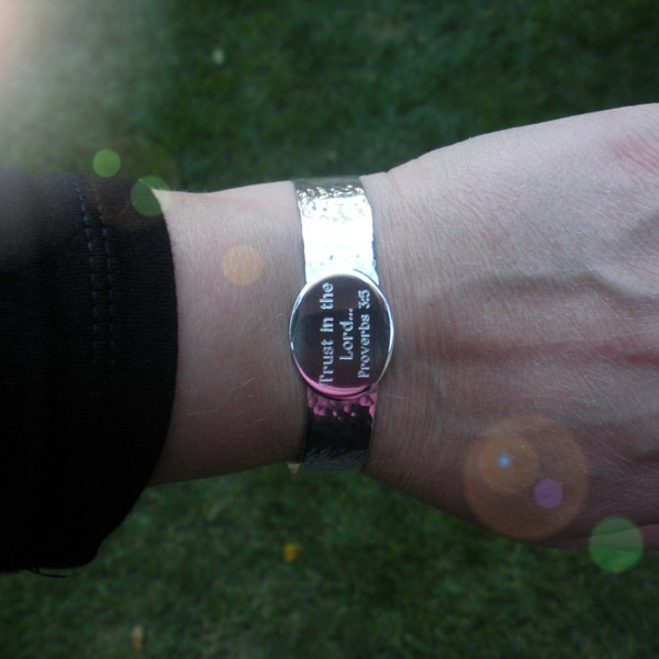 Cuff Bracelet ~ Sterling Silver, Trust in the Lord...