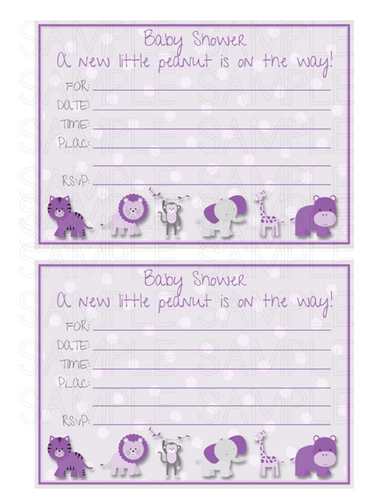 Purple Baby Shower Print, Baby Girl Baby Shower Invite, Printable ...