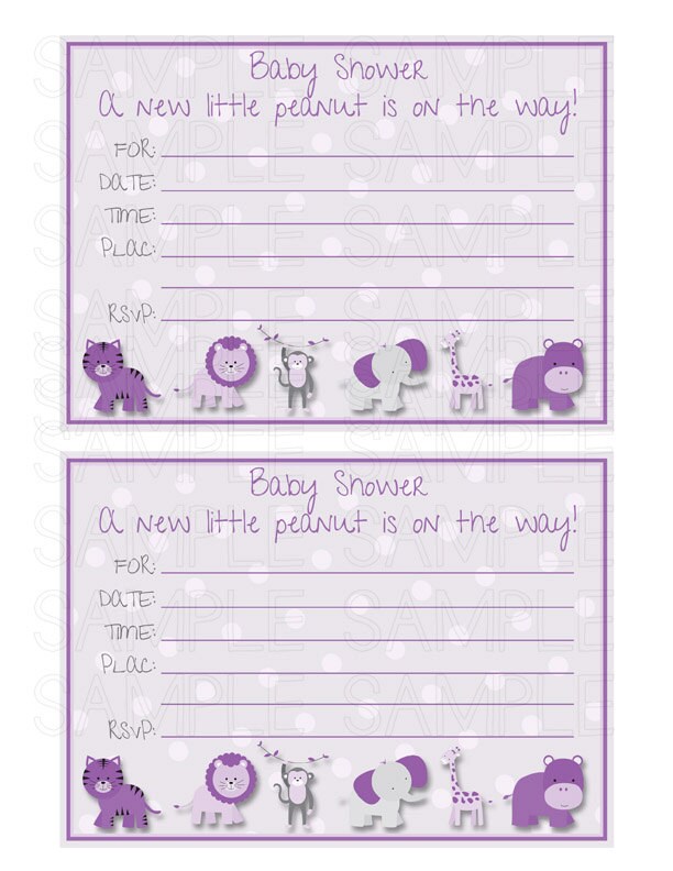 Purple Baby Shower Print, Baby Girl Baby Shower Invite, Printable ...
