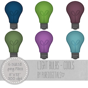 Lightbulb Clip Art, Lightbulb PNG, Digital Scrapbooking, Colored Lightbulb, Digital Lightbulb, Digital ClipArt Digital Clip ARt