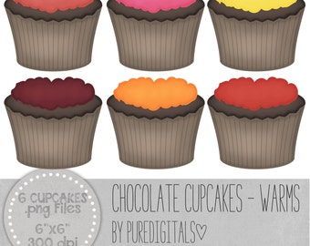 Cupcakes Clip Art, Cupcakes PNG, Digital Scrapbooking, Scrapbooks, Colored Cupcakes, Digital Dessert, Digital ClipArt, Digital Clip ARt