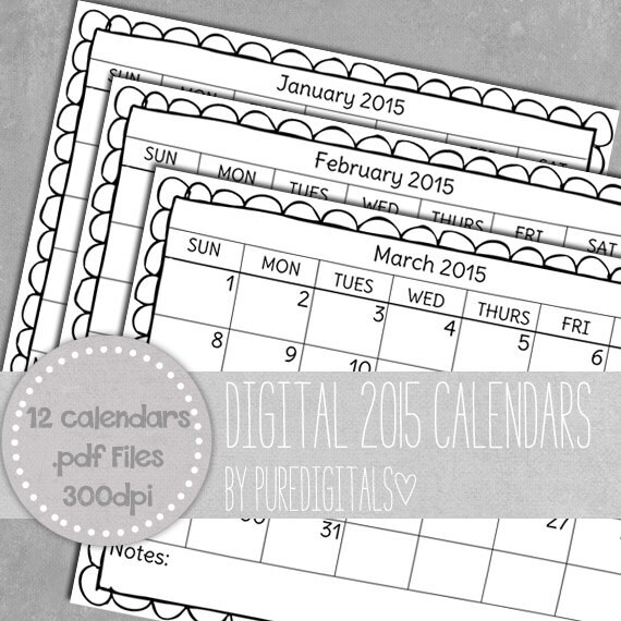 2015 Calendar, Wall Calendar, Digital Printable, Instant Download, New  Years Calendar, Chalkboard Calendar, Wall Decor, New Years Decor - Etsy