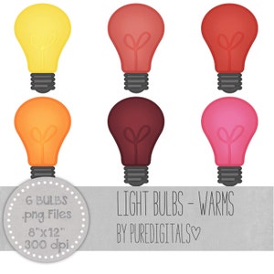 Lightbulb Clip Art, Lightbulb PNG, Digital Scrapbooking, Colored Lightbulb, Digital Lightbulb, Digital ClipArt Digital Clip ARt