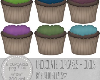 Cupcakes Clip Art, Cupcakes PNG, Digital Scrapbooking, Scrapbooks, Colored Cupcakes, Digital Dessert, Digital ClipArt, Digital Clip ARt