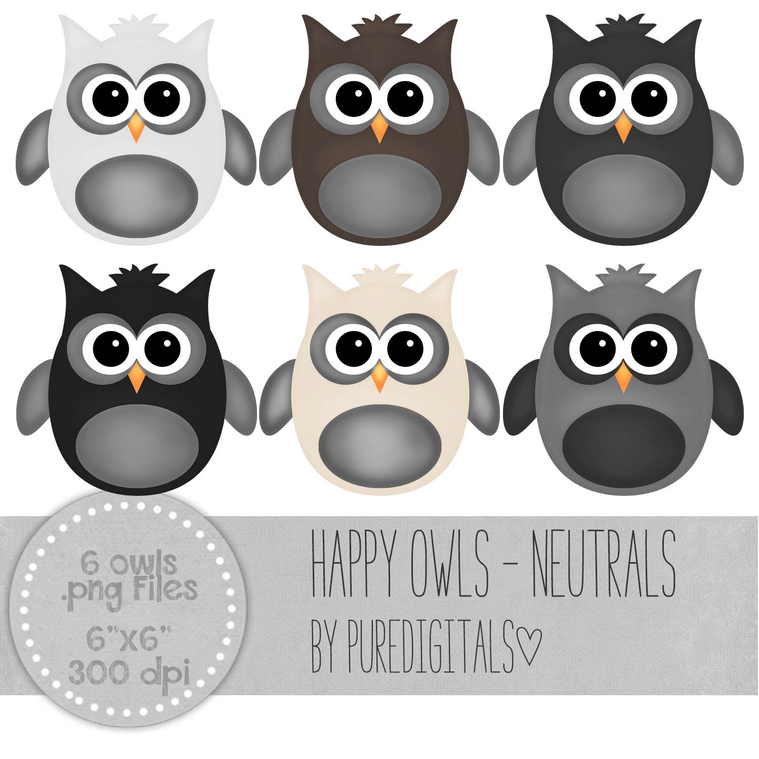Owls Clip Art, Owls PNG, Digital Scrapbooking, Scrapbooks, Colored Owls, Digital Owls, Digital ClipA