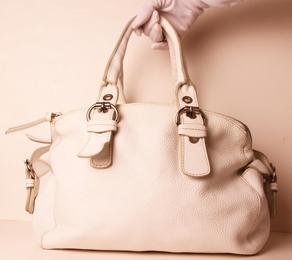 Vintage White Leather Handbag