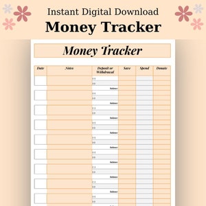 Money Tracker Finances Planner Save Budget Digital Download Printable ...