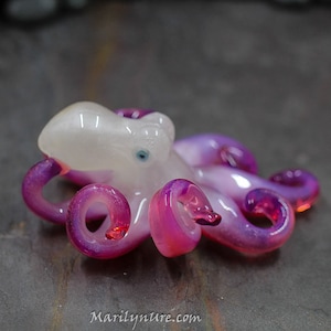 The Pink Tipped Ice Kraken Collectible Wearable UV Boro Glass Octopus Necklace / Sculpture - Made to Order