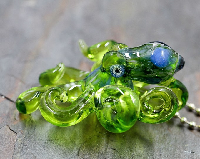 The Kryptonite Kraken Collectible Wearable Boro Glass Octopus Necklace / Sculpture - Made to Order