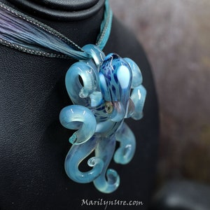 The Lime Opal Kraken Collectible Wearable Boro Glass Octopus Necklace / Sculpture  Made to Order