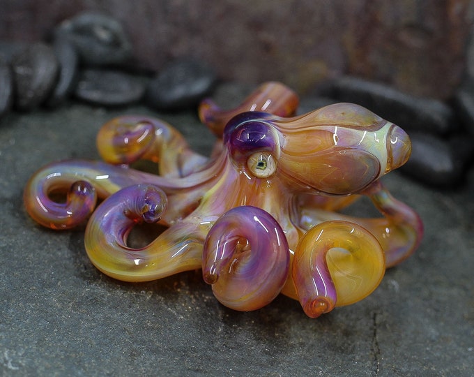 The MoonLight Kraken Collectible Wearable  Boro Glass Octopus Necklace / Sculpture - Made to Order