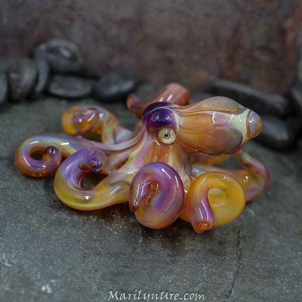 The MoonLight Kraken Collectible Wearable  Boro Glass Octopus Necklace / Sculpture - Made to Order